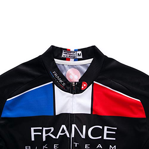 Weimostar Camisetas de Ciclismo para Hombre Camisetas de Ciclismo Manga Corta Cremallera Completa Ropa de Bicicleta Francia Multi XXL