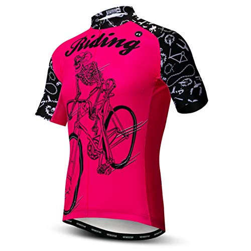 Weimostar Maillot de Ciclismo Hombres Ropa de Bici Maillot de Bicicleta Top Mountain Road MTB Maillot Camisa Manga Corta Equipo Ropa Deportiva equitación Rojo L