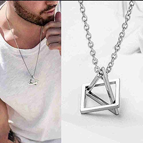 WEIYIing Colgante de triángulo Cuadrado de Moda Entrelazado para Hombres de Acero Inoxidable Geométrico Streetwear Streetwear Hip Pop Rock Collar