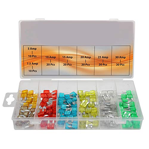 Wekster - Juego de fusibles de coche estándar estándar 5, 7,5, 10, 15, 20, 25, 30 amperios ABR ATO ATS para automóviles RV, ATV, carrito de golf, camiones, 120 unidades