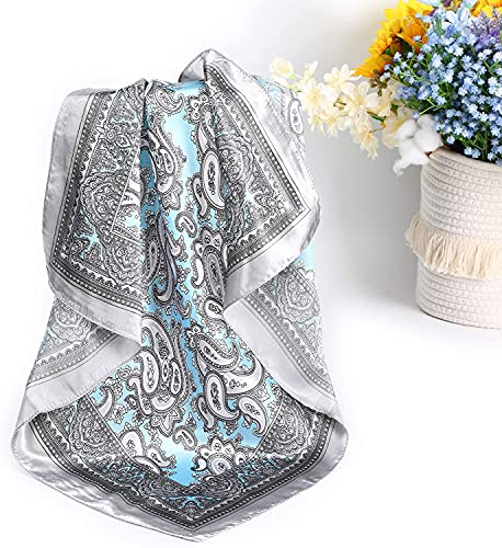 WELROG 4 PCs Pañuelos Cabeza Mujer Bandanas 60 * 60cm Pañuelo de Seda Similar a La Cabeza para Mujer BandanasBufanda de Pelo Manchado Bufanda de Cuello (Serie 7)