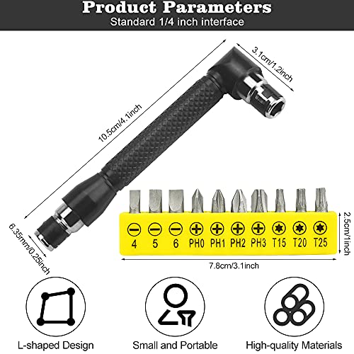 WENRERO 11 PCS Llave Doble en Forma de L Juego de Destornilladores de Trinquete Lave de Tubo Hexagonal de 1/4’’ de Doble Cabeza con 10 Puntas de Destornillador Diferentes para Hogar Garaje Taller