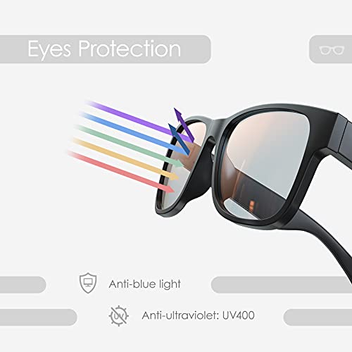 Weofly Gafas de Sol Deportivas Impermeable con UV400 Cristales Polarizados, Gafas de Sol Auriculares Inalámbricas con Inteligentes Bluetooth, Gafas de Conducción Ósea con Micrófono para Android IOS
