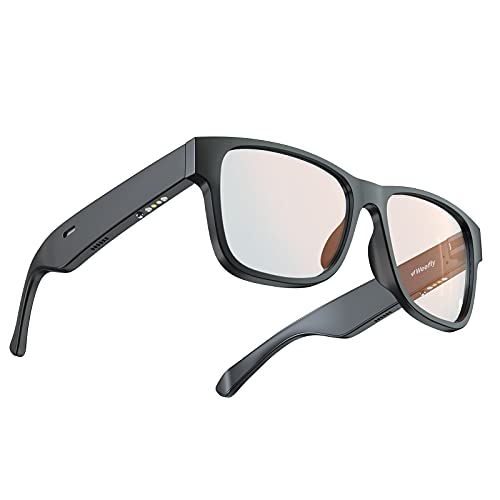 Weofly Gafas de Sol Deportivas Impermeable con UV400 Cristales Polarizados, Gafas de Sol Auriculares Inalámbricas con Inteligentes Bluetooth, Gafas de Conducción Ósea con Micrófono para Android IOS