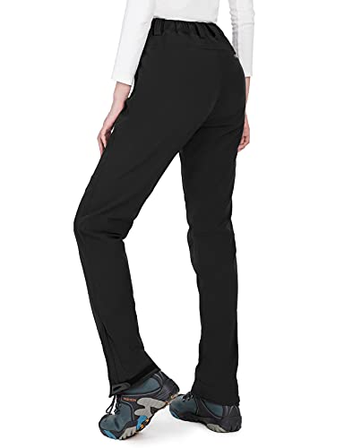 Wespornow Pantalones Termicos Impermeables Mujer de Trabajo-Trekking-Deporte-Vestir-Jogger-Senderismo Montaña Elasticos para el Frio y para Adelgazar(Negro,M)