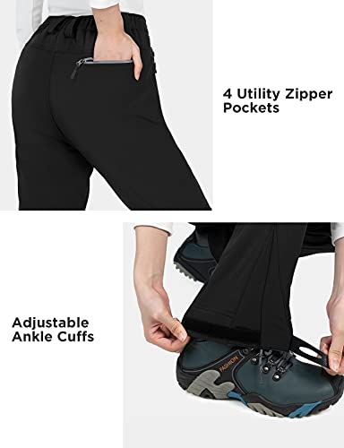 Wespornow Pantalones Termicos Impermeables Mujer de Trabajo-Trekking-Deporte-Vestir-Jogger-Senderismo Montaña Elasticos para el Frio y para Adelgazar(Negro,M)