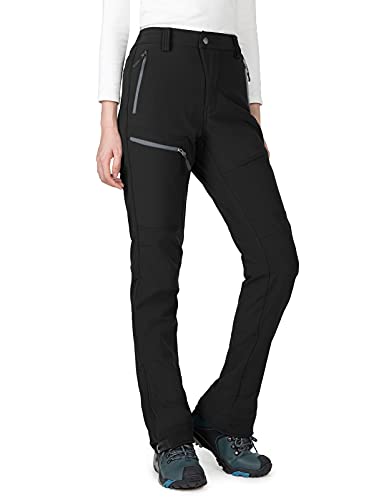 Wespornow Pantalones Termicos Impermeables Mujer de Trabajo-Trekking-Deporte-Vestir-Jogger-Senderismo Montaña Elasticos para el Frio y para Adelgazar(Negro,M)