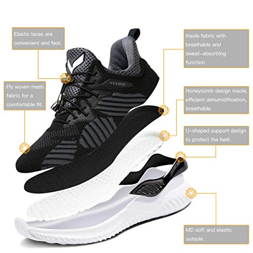 WETIKE Zapatillas Deportivas Niños Zapatillas de Running Casual Zapatos Deporte Transpirables Calzado con para Niña Junior 35EU Negro