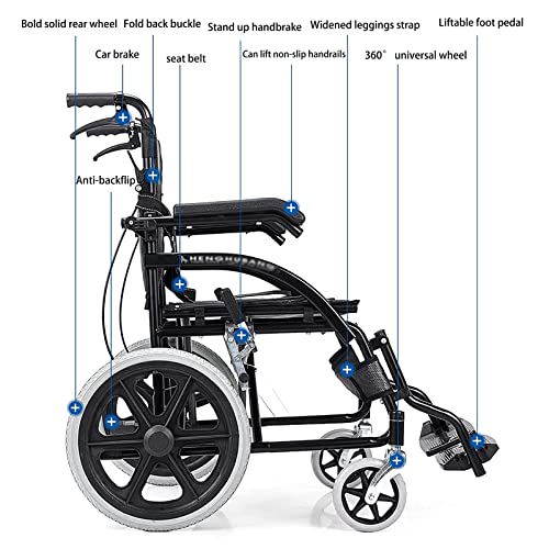 WEWE.V Sillas de ruedas plegables, silla de ruedas plegable, ligera, compacta, portátil, ultraligera, para personas mayores, scooter portátil para discapacitados de 12 kg, 2