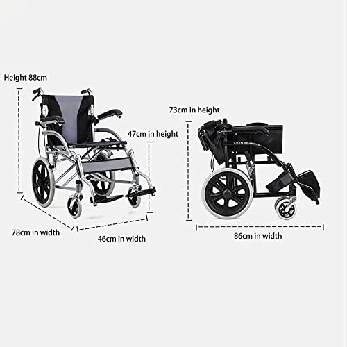 WEWE.V Sillas de ruedas plegables, silla de ruedas plegable, ligera, compacta, portátil, ultraligera, para personas mayores, scooter portátil para discapacitados de 12 kg, 2