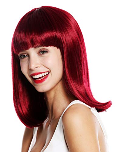 WIG ME UP- VK-39-118 peluca de mujer pelo al hombro liso flequillo color rojo burdeo