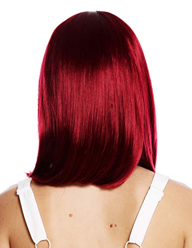 WIG ME UP- VK-39-118 peluca de mujer pelo al hombro liso flequillo color rojo burdeo