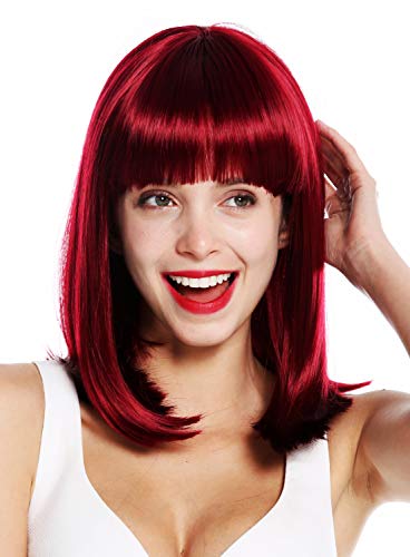 WIG ME UP- VK-39-118 peluca de mujer pelo al hombro liso flequillo color rojo burdeo