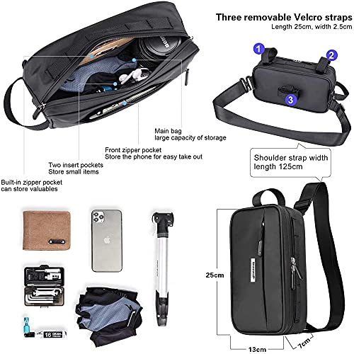 WILDKEN Bolsa Manillar Bicicleta Impermeable MTB de Bolsillo Bolsa para el Pecho Bolsa para el Hombro Ciclismo Accesorios con y Reflectante MTB Bicicleta (Negro)