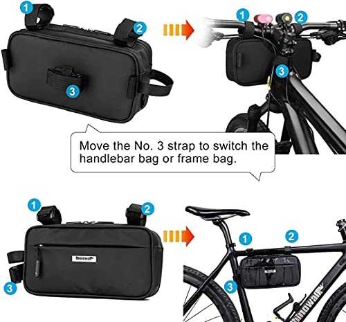 WILDKEN Bolsa Manillar Bicicleta Impermeable MTB de Bolsillo Bolsa para el Pecho Bolsa para el Hombro Ciclismo Accesorios con y Reflectante MTB Bicicleta (Negro)