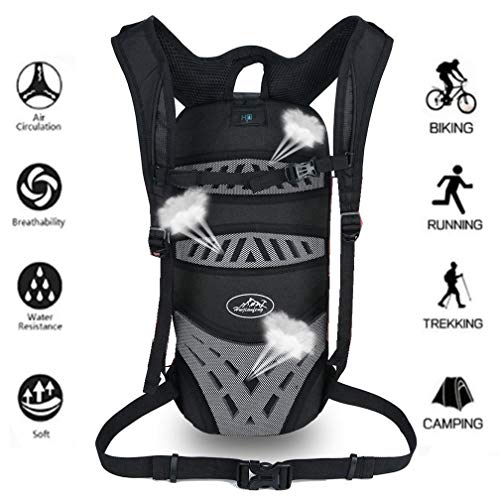 WINDCHASER Mochila pequeña para bicicleta (impermeable y ultraligera) con paquete de hidratación para senderismo, escalada, ciclismo, carrera, camping, deportes [gris]