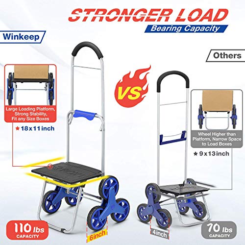 Winkeep Carritos de Compra, Carrito de la Compra Escalada, Carros de Compra, 2 en 1 Carrito de Compras 6 Ruedas, Lavable, Altura 108 cm, Cada Lado 3 Ruedas, sin Ruido