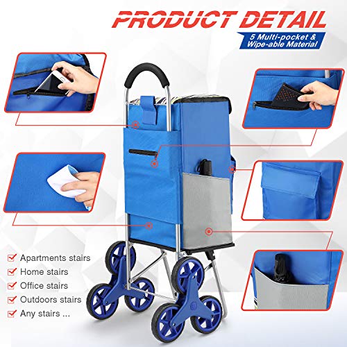 Winkeep Carritos de Compra, Carrito de la Compra Escalada, Carros de Compra, 2 en 1 Carrito de Compras 6 Ruedas, Lavable, Altura 108 cm, Cada Lado 3 Ruedas, sin Ruido