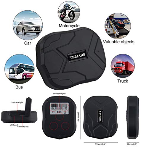 Winnes Localizador GPS para Coche, Tiempo Real GPS Tracker, Anti-perdido Impermeable Rastreador GPS para Totalizador Lost Find Aplicaciones Gratuitas para iOS y Android TKMARS 5000mAh 905