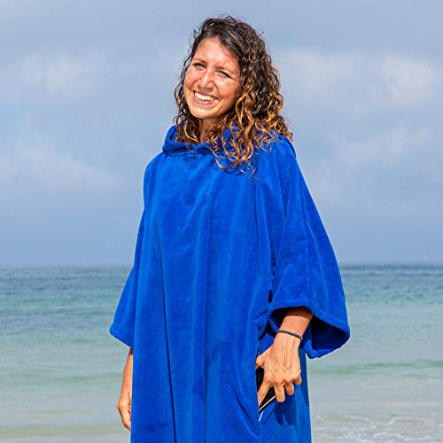 Winthome Albornoz cambiador, toalla de surf poncho con capucha (azul clásico, XL)