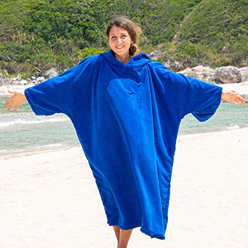 Winthome Albornoz cambiador, toalla de surf poncho con capucha (azul clásico, XL)