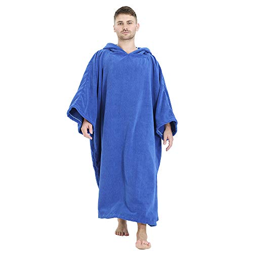 Winthome Albornoz cambiador, toalla de surf poncho con capucha (azul clásico, XL)