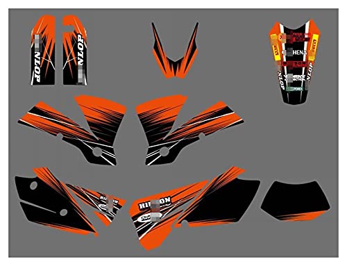 Wjyfexble Naranja Negro Motocross Equipo Gráfico Fondo Pegatinas Decal Sticker Kit para KTM EXC 125 200 250 300 400 450 525 2004 WYJHN