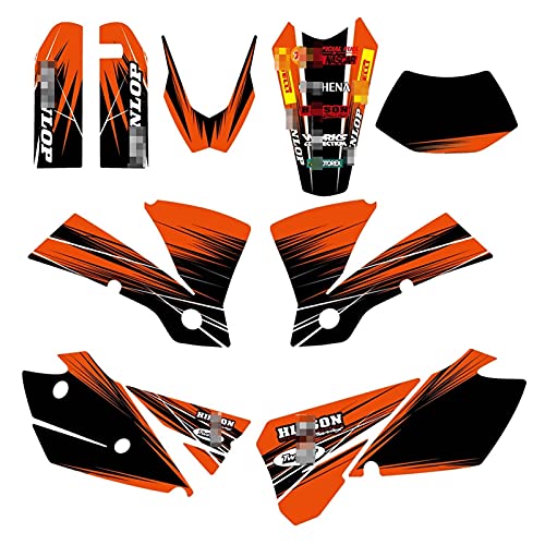 Wjyfexble Naranja Negro Motocross Equipo Gráfico Fondo Pegatinas Decal Sticker Kit para KTM EXC 125 200 250 300 400 450 525 2004 WYJHN