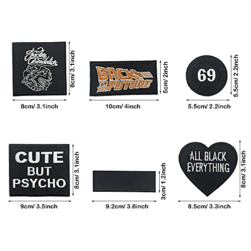 Woohome 18 Pz Patch Sticker, Insignia Parche Termoadhesivo, Retro Blanco y Negro Parche de Hierro en Patches para Mochila, Gorras, Ropa