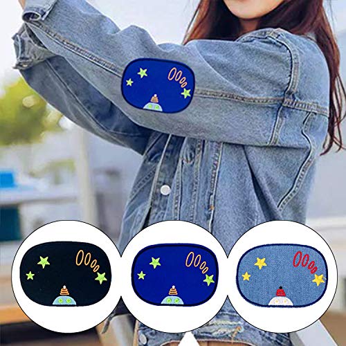 Woohome Patch Sticker, 12 Pz Rodilla Parche Termoadhesivo Algodón de Vaqueros para Planchar con Diseño de Astronauta Espacial, Coser en Chaquetas, Ropa, Bolso, Zapatos