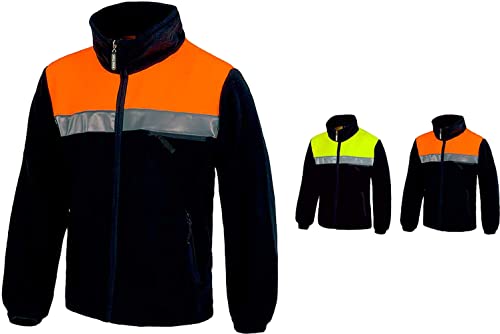 Work Team Forro Polar Bicolor con Cremallera y Cintas Reflectantes. Hombre Marino+Amarillo A.V. 4XL