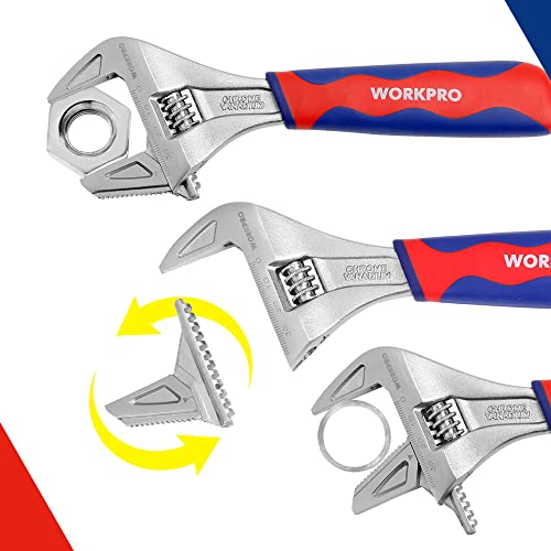 WORKPRO 8 pulgadas / 200 mm Llave Inglesa y Llave de tubo 2 en 1 Cr-V, Ajustable de Apertura Extra Ancha de 42 mm