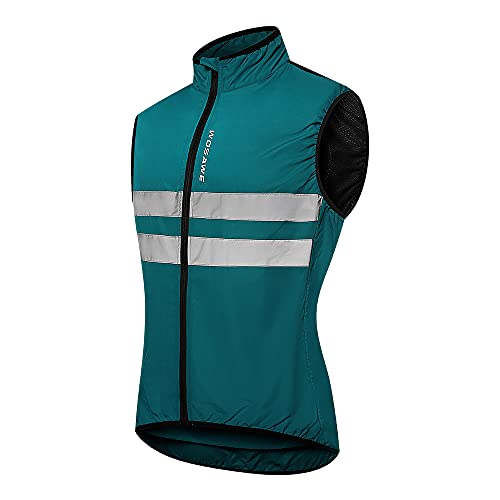 WOSAWE Chaqueta de ciclismo para hombre Ultraleggera Wind Stopper abrigo impermeable chaqueta transpirable de manga larga, BL205 Marino, L