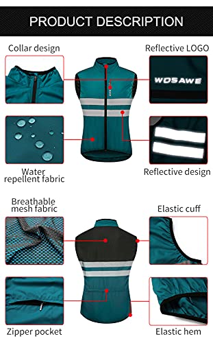 WOSAWE Chaqueta de ciclismo para hombre Ultraleggera Wind Stopper abrigo impermeable chaqueta transpirable de manga larga, BL205 Marino, L