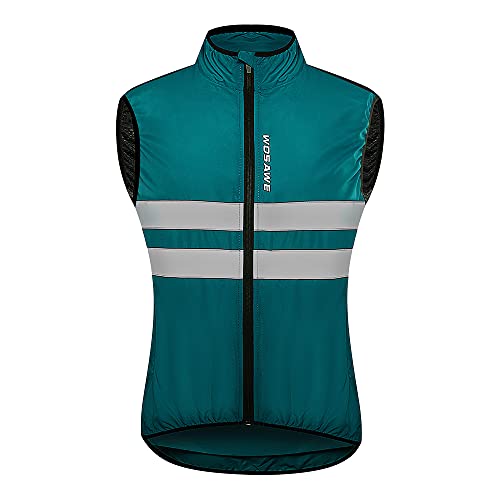 WOSAWE Chaqueta de ciclismo para hombre Ultraleggera Wind Stopper abrigo impermeable chaqueta transpirable de manga larga, BL205 Marino, L