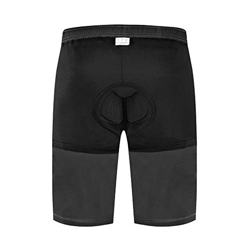 WOSAWE Pantalones cortos de ciclismo para hombre, 2 en 1, sueltos, holgados, para bicicleta de montaña, transpirables, impermeables, 1/2, con acolchado de gel 3D, color negro, XXL)