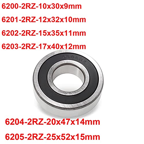 WSGGFA 1pc 6200 6201 6202 6203-2RZ 6204RZ 6005 Rodamiento de Bolas de husillo del Motor de la Industria 10x30x9 12x32x10 15x35x11 17x40x12 20x47x14mm (Inner Diameter : 6202 2RZ 15x35x11mm)