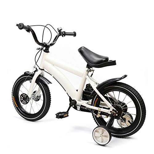 WUPYI2018 - Bicicleta infantil (14 pulgadas, con rueda auxiliar, multicolor, opcional, para niños (blanco)