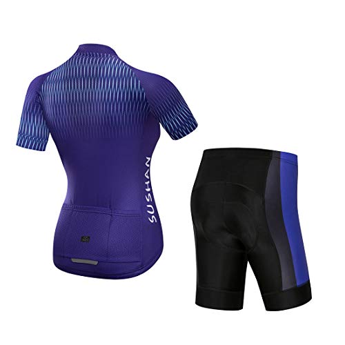 X-Labor Conjunto de maillot de ciclismo para mujer, de secado rápido, manga corta y pantalón, con almohadilla 3D para el sillín, modelo 6 L