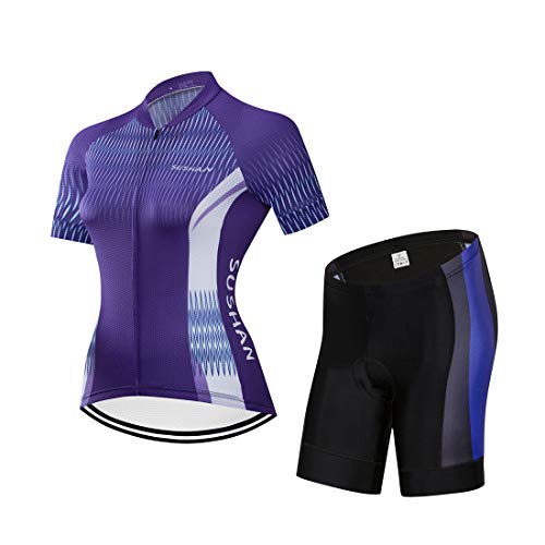 X-Labor Conjunto de maillot de ciclismo para mujer, de secado rápido, manga corta y pantalón, con almohadilla 3D para el sillín, modelo 6 L