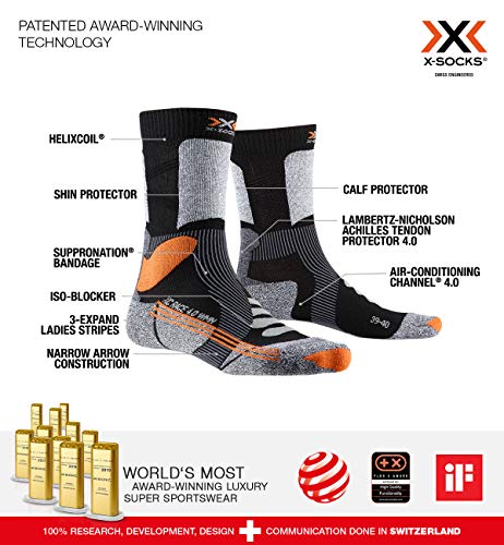 X-Socks X-Country Race 4.0 Women Invierno Calcetines De Esquí, Mujer, Black/Stone Grey Melange, 37/38