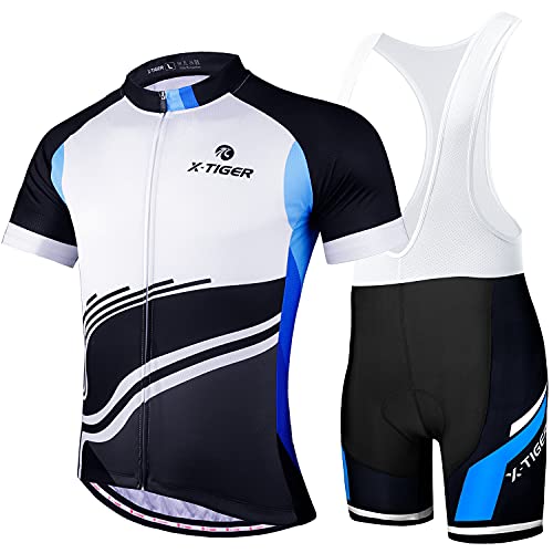 X-TIGER Hombres de Bicicleta con 5D Gel Acolchado MTB Ciclismo Maillots Tirantes Culotte Pantalones Cortos Culotes…