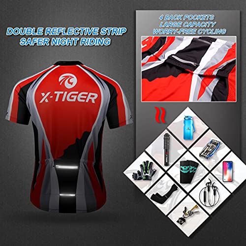 X-TIGER Hombres de Bicicleta con 5D Gel Acolchado MTB Ciclismo Tirantes Culotte Pantalones Cortos Culotes