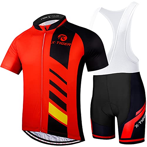 X-TIGER Hombres de Bicicleta con 5D Gel Acolchado MTB Ciclismo Tirantes Culotte Pantalones Cortos Culotes