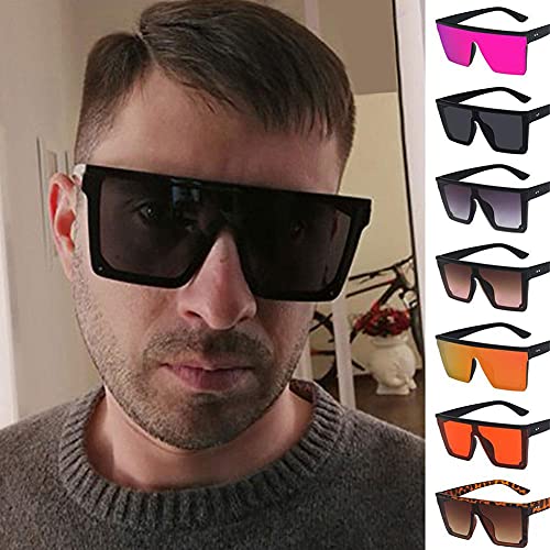 XCSM Gafas de Sol cuadradas de Gran tamaño Gafas de Sol con Escudo Superior Plano para Mujeres Hombres Moda Vintage Gafas de Montura Grande Playa de Verano Gafas de conducción al Aire Libre UV400