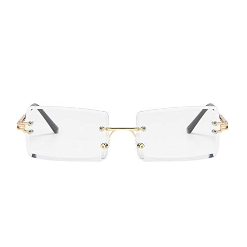 XCSM Gafas de Sol sin Montura rectangulares Vintage para Mujeres y Hombres, pequeñas, Retro, sin Marco, Lentes Transparentes tintadas, Gafas cuadradas, Gafas de Moda UV400