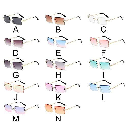 XCSM Gafas de Sol sin Montura rectangulares Vintage para Mujeres y Hombres, pequeñas, Retro, sin Marco, Lentes Transparentes tintadas, Gafas cuadradas, Gafas de Moda UV400