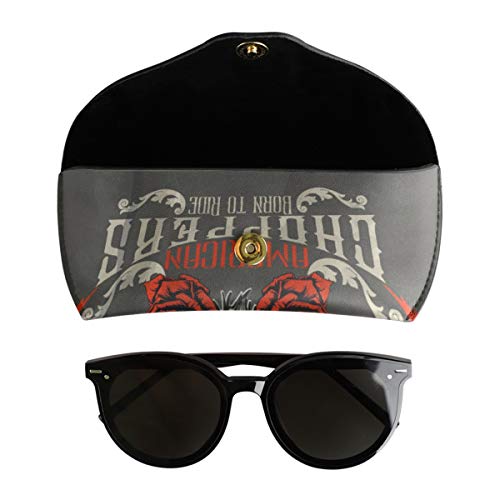 XiangHeFu Estuche de gafas de regalo multiusos Funda de cuero de PU Biker Skull Rider Bolsa de anteojos Bolsa de gafas portátiles
