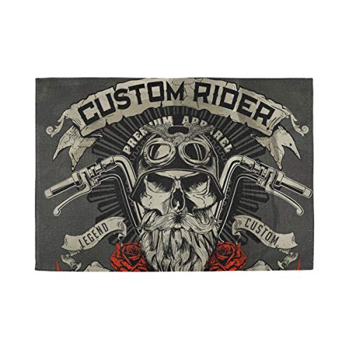 XiangHeFu Mantel Individual Resistente al Calor Mantel Individual Fácil de Limpiar 12x18inx6 Antideslizante Biker Skull Rider Poliéster