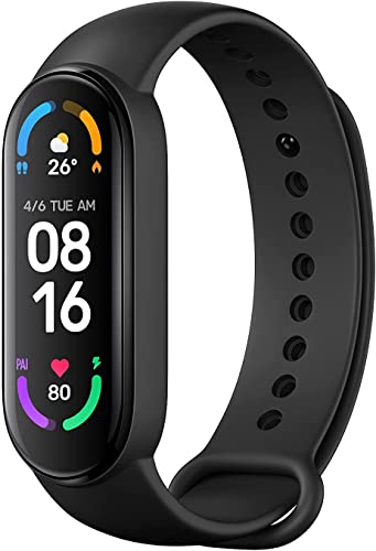 Xiaomi Mi Band 6, Smart Band 6 Versión Global Pulsera de Actividad, Detección de Oxígeno en Sangre, Monitor de Frecuencia Cardíaca, Monitor de Sueño, Pantalla a Color AMOLED de 1,56", 5 ATM